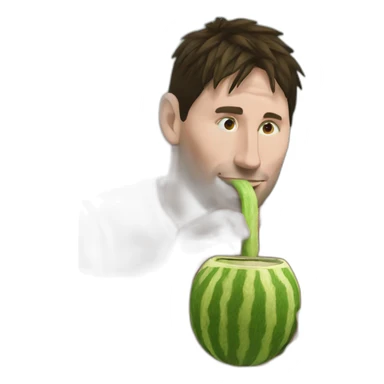 messi drinking yerba mate from a yerba mate gourd with a straw sticker