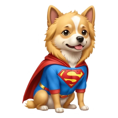 A dog wearing a Superman hoodie ￼ sticker