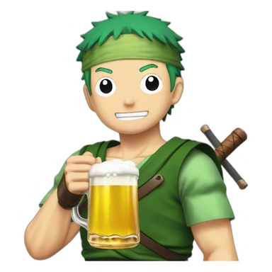 Roronoa zoro qui bois une bière ￼ sticker