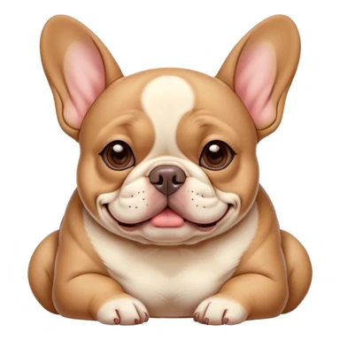 Cinematic Meme-Worthy Chubby Sleeping Fawn French Bulldog Portrait Emoji, Head resting peacefully with a contented smile, showcasing a delightfully chubby build and a luxuriously soft fawn coat, eyes shut in a serene nap, Simplified yet hilariously adorable features, highly detailed, glowing with a soft, drowsy light, high shine, relaxed and utterly lovable, stylized with an air of playful laziness, bright and heartwarming, soft glowing outline, capturing the essence of a comically sleepy companion, so meme-worthy it feels like it could instantly become the next viral sensation of adorable slumber! sticker