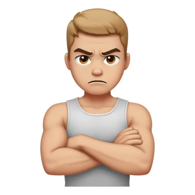 Arms crossed holding neck angry  sticker