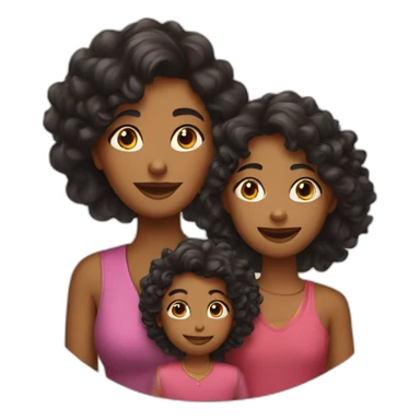 indian family with mom and one daughter curly hair sticker