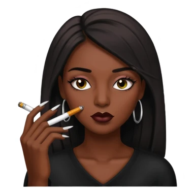 Baddie smoking face with lashes and nails  sticker