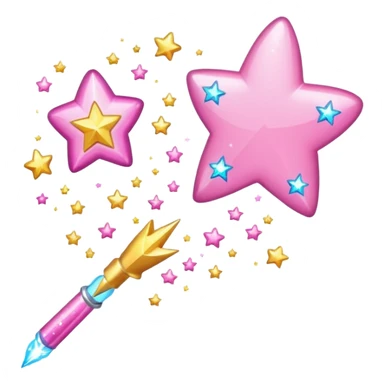 wand with a shooting star pink heart instead of a star at the end of a wand emoji sticker