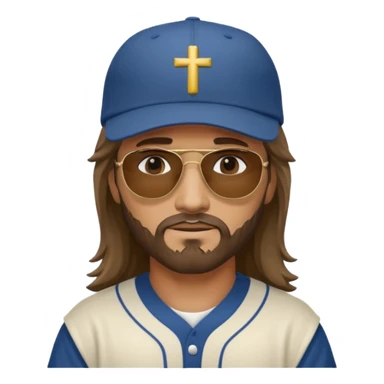Jesus with a mullet, baseball hat and dark sunglasses sticker