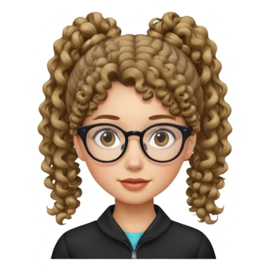 hija con gafas y cabello rizos con una coleta alta sticker
