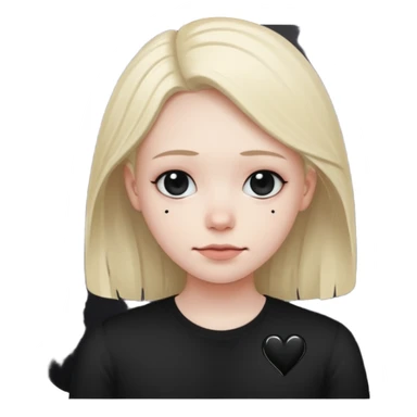 Smiley triste avec un sourire et des cœur noir sticker