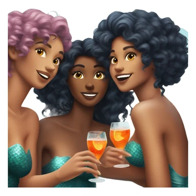 Three beautiful mermaids light skinn drinking aperol sticker