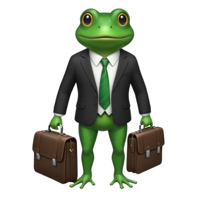 frog with a suit and tie and a briefcase sticker