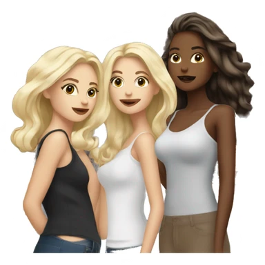 2 blonde girls, 1 brunette girl shopping in NYC sticker