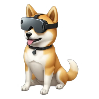 sitting shiba inu wearing vr headset sticker