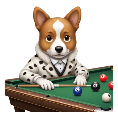 dog playing billiards sticker