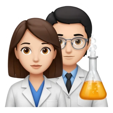 cientifica con cabello marrón y otra con cabello negro que sean blancas sticker