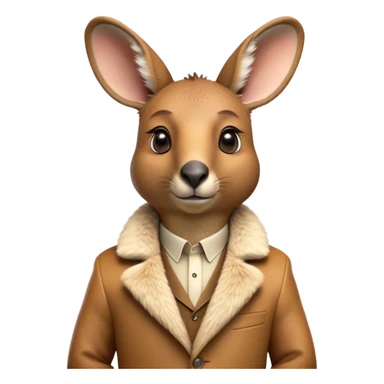 Cinematic Realistic Noble Kangaroo Portrait Emoji, Poised and dignified, with a strong, athletic build and a detailed, tawny coat rendered in natural fur texture, a distinctly elongated face with alert, expressive eyes and a subtle snout, high shine, intelligent and resolute, styled with an air of outback authority, focused and attentive, soft glowing outline, capturing the essence of a watchful and confident kangaroo that appears ready to bound out of the screen with effortless power! sticker