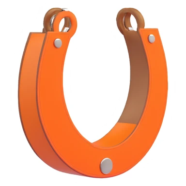 horseshoe, 3D, Hermès orange, suede texture, refined, no text sticker