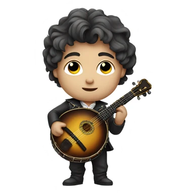 Chibi man Beethoven holding a banjo  sticker
