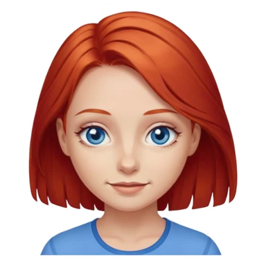 A girl with red hair and intense blue eyes. Delicate dark circles under her eyes give her a slightly tired look, and her smile belies any fatigue. sticker