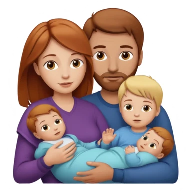 A mother and father with a baby - the mother has reddish-brown hair, father has brown hair and baby has blonde hair sticker
