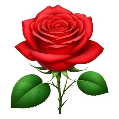 Beautiful red rose flower with lush petals and green leaves sticker