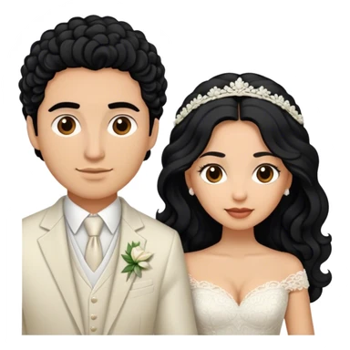 hispanic women with long black hair and light skinned man with short light brown curly hair getting married  sticker