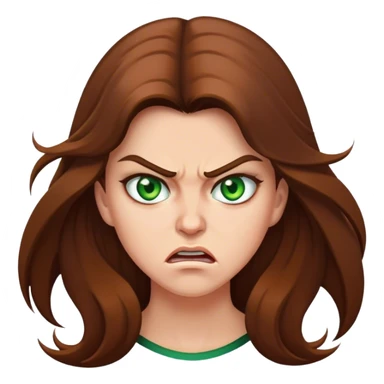 Angry woman with long Brown hair and Green eyes sticker