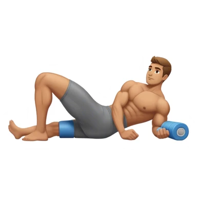 buff guy lying lats down on foam-roller sticker