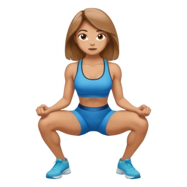 Beautiful woman with light brown shoulder length hair popping a squat without any weights sticker