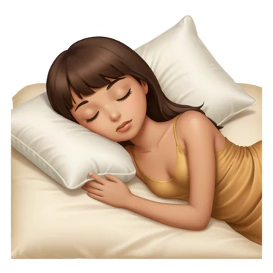 sleeping beauty brunette bangs tan girl with a silk pillow sticker