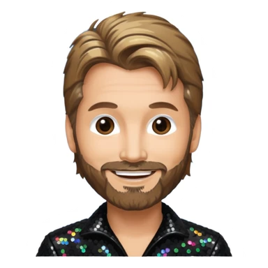 Kenny Loggins with black sequin outfit sticker