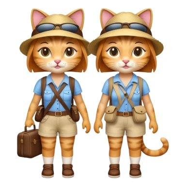 2 girl cats dressed up as tourists full body sticker