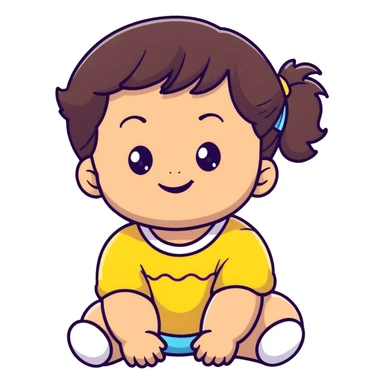 smiling toddler face with big eyes, medium skin tone, dark wavy hair, and a hair band sticker