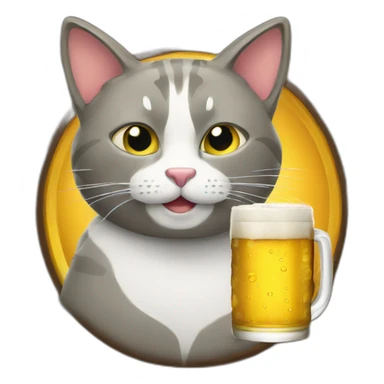 Cat drink beer sticker
