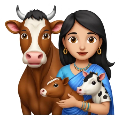 Indian girl with cow sticker