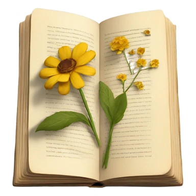 book with some pressed flowers on the pages realistic flowers pressing sticker