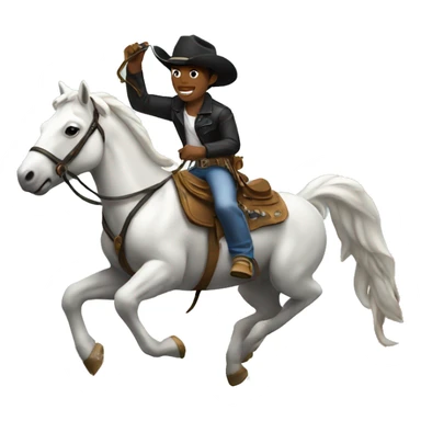 Black cowboy riding a white bronco  sticker