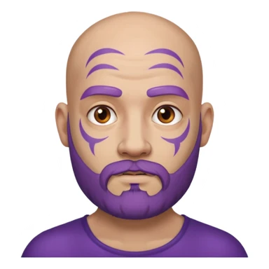 bald purple bearded man with face tattoo sticker