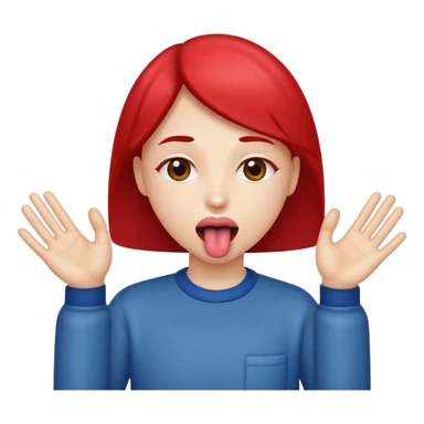 Tongue out with hands to the side ￼ sticker