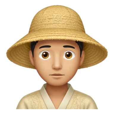 Asian guy with a rice hat, eyes barely open sticker