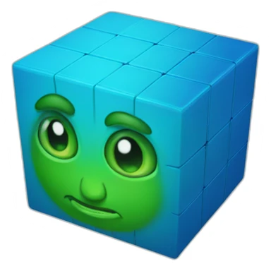 blue magic cube with a green face sticker