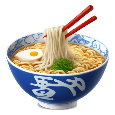 Ramen in blue-white japanese style bowl sticker