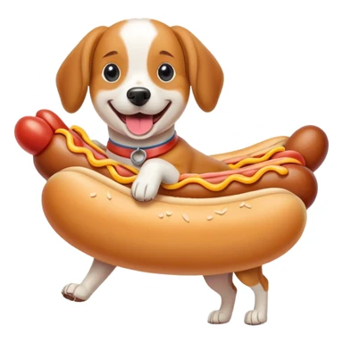 Dog riding a hotdog sticker