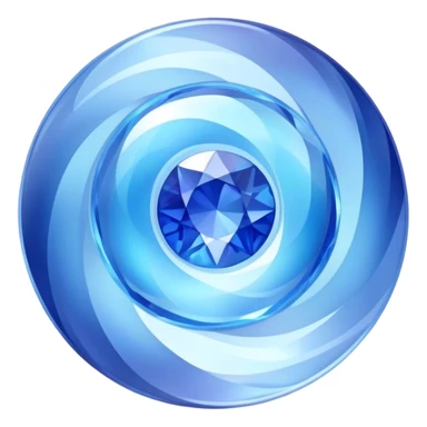 round cut sapphire gem with pale blue pastel hues and swirling holographic color play sticker