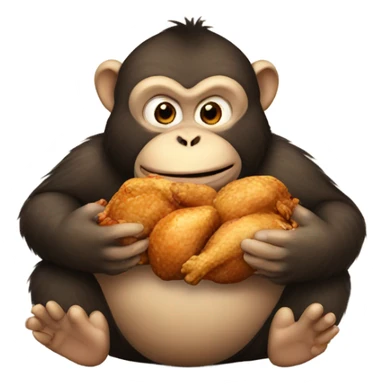 fat monkey eating chicken sticker