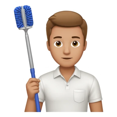 man holding toilet brush sticker
