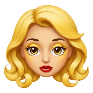 sassy yellow emoji face with long curled eyelashes, thick glossy lips, smirking expression, dramatic eyeshadow, side-eye look, bratty attitude, classic apple emoji style sticker