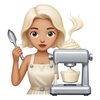 A girl making whipping cream in a machine  sticker