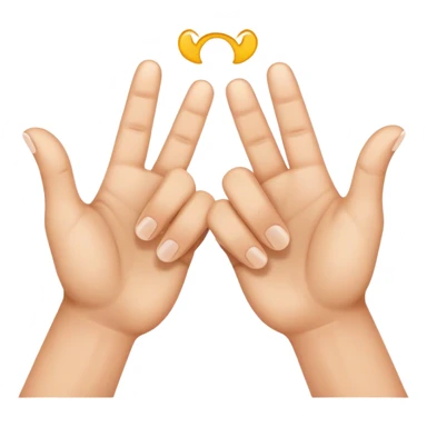 two hands with index fingertips touching, thumbs straight to form a W sticker