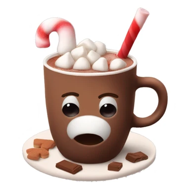 Hot chocolate giving winter vibes w a cup of red colour and marshmallows on top with cokees man  sticker