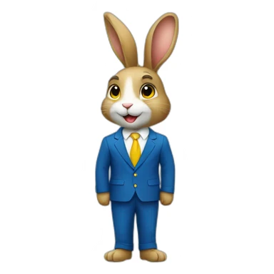 A rabbit student in a suit in the color of the Ukrainian flag sticker