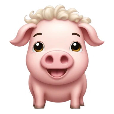 pig with curly hair sticker